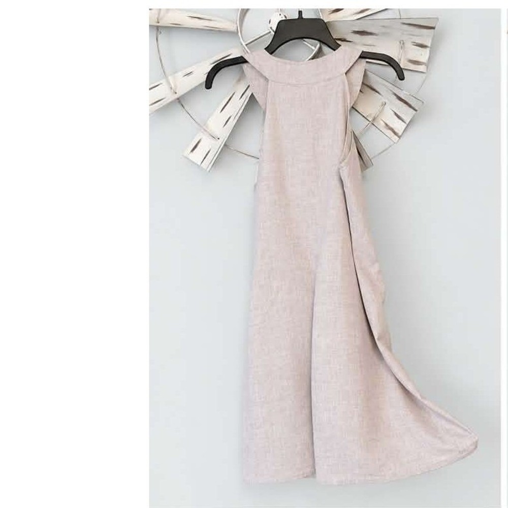 Theme Linen Cotton Embroidered Shift Dress Size Small Sleeveless Soft Taupe